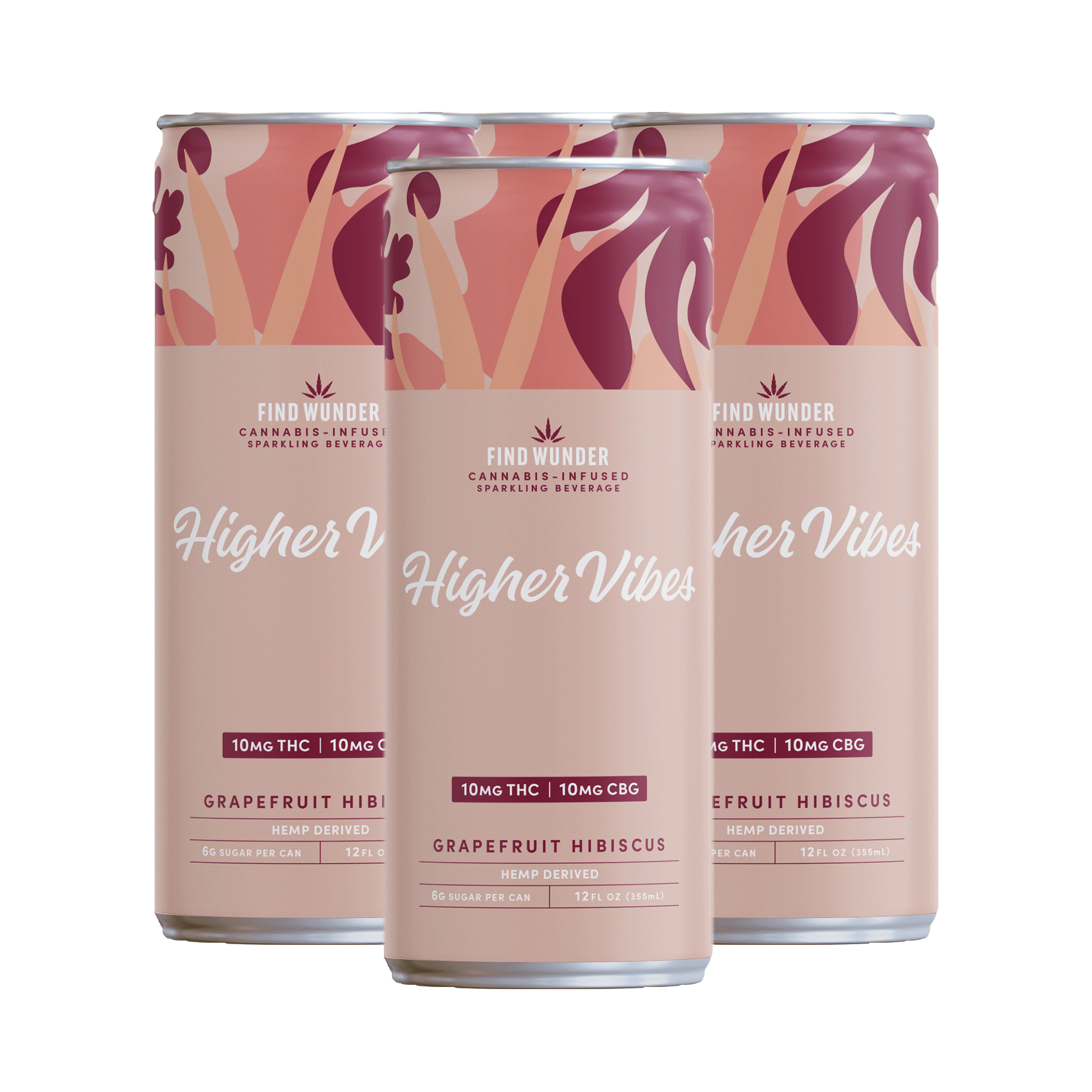 Wunder Higher Vibes Grapefruit Hibiscus THC Seltzer 10mg · Smokeless