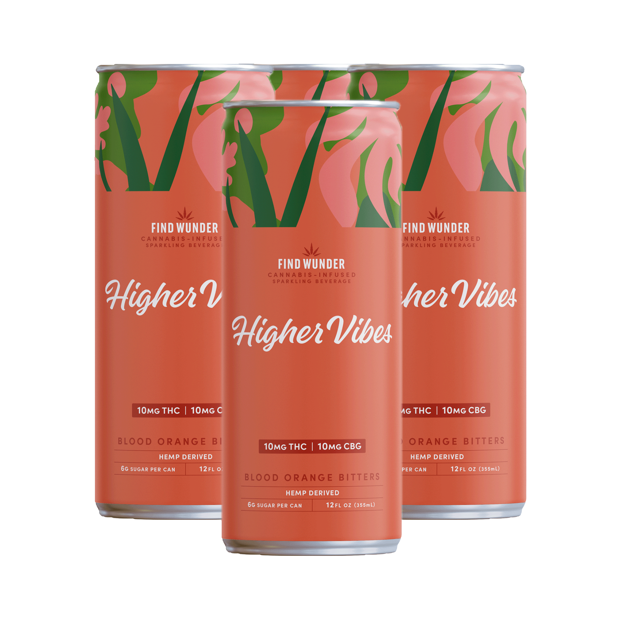 Wunder Higher Vibes Blood Orange Bitters THC Seltzer 10mg · Smokeless