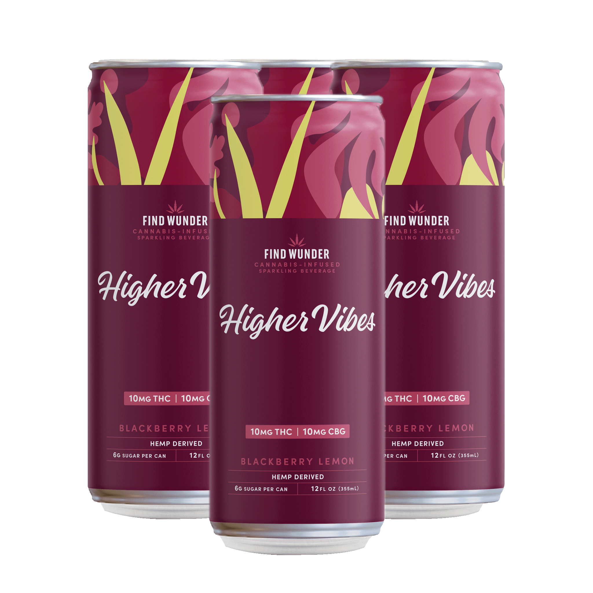 Wunder Higher Vibes Blackberry Lemon THC Seltzer 10mg · Smokeless