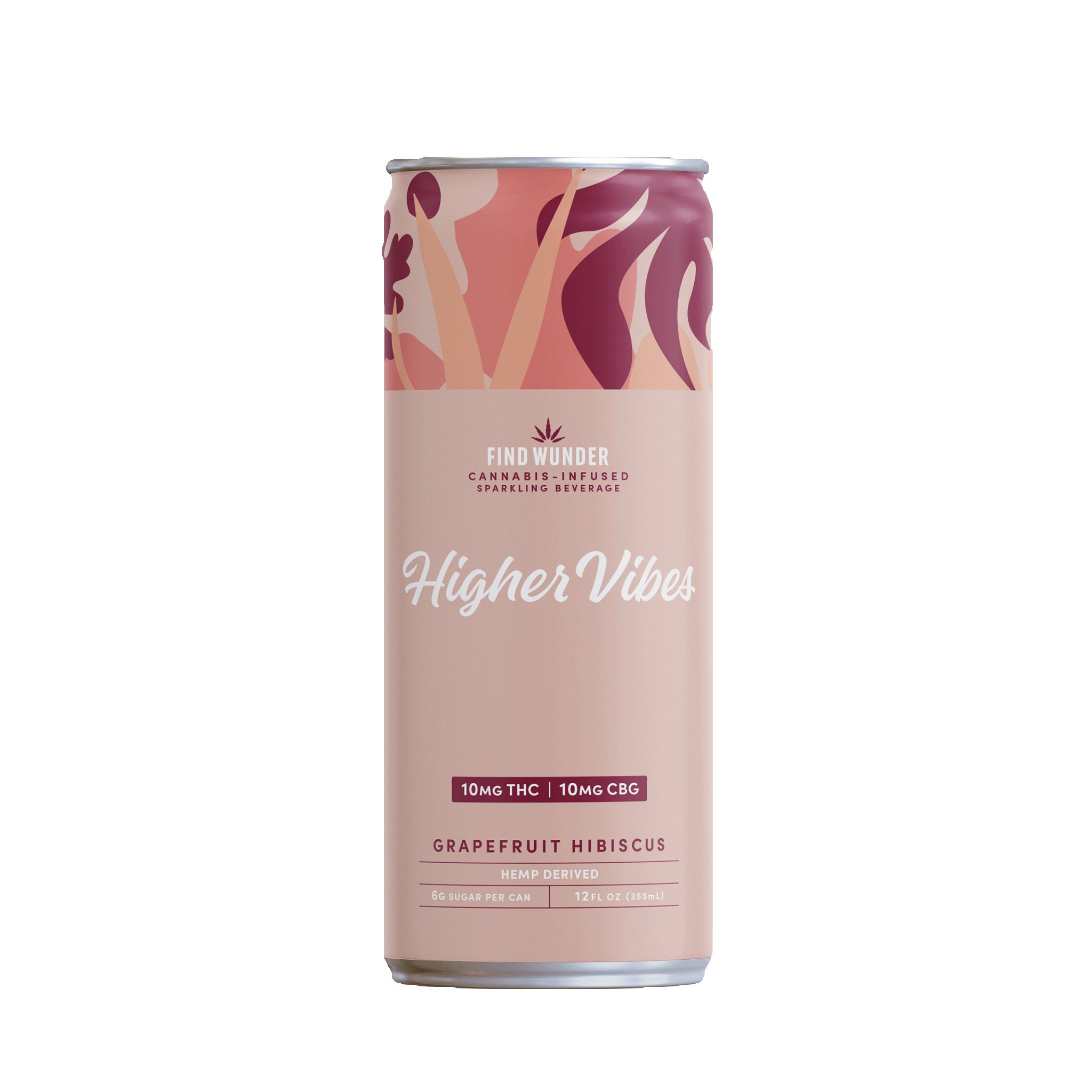 Wunder Higher Vibes Grapefruit Hibiscus THC Seltzer 10mg - Smokeless - Vape THC CBD